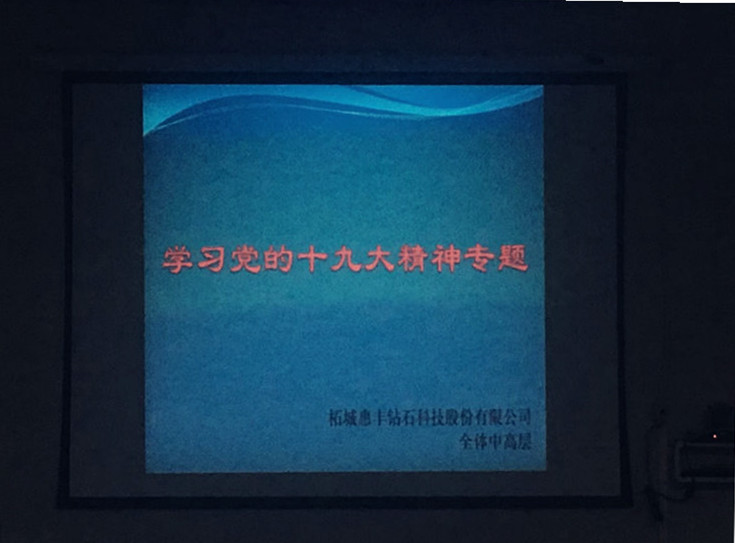 惠丰钻石召开学习贯彻党的十九大精神专题会议