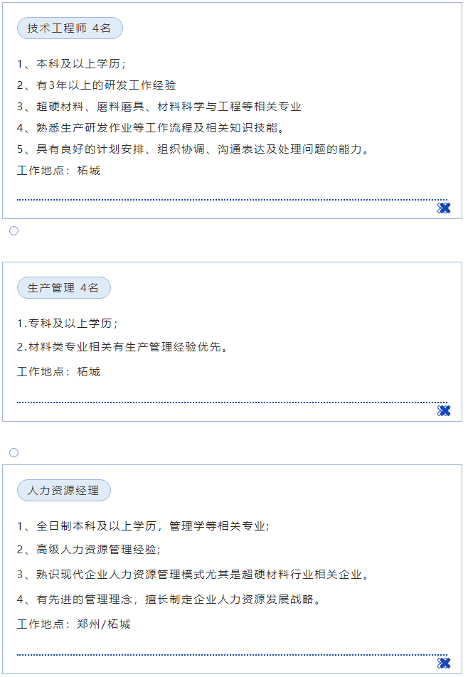 企业招聘|柘城金鑫磨料磨具有限公司招聘公告