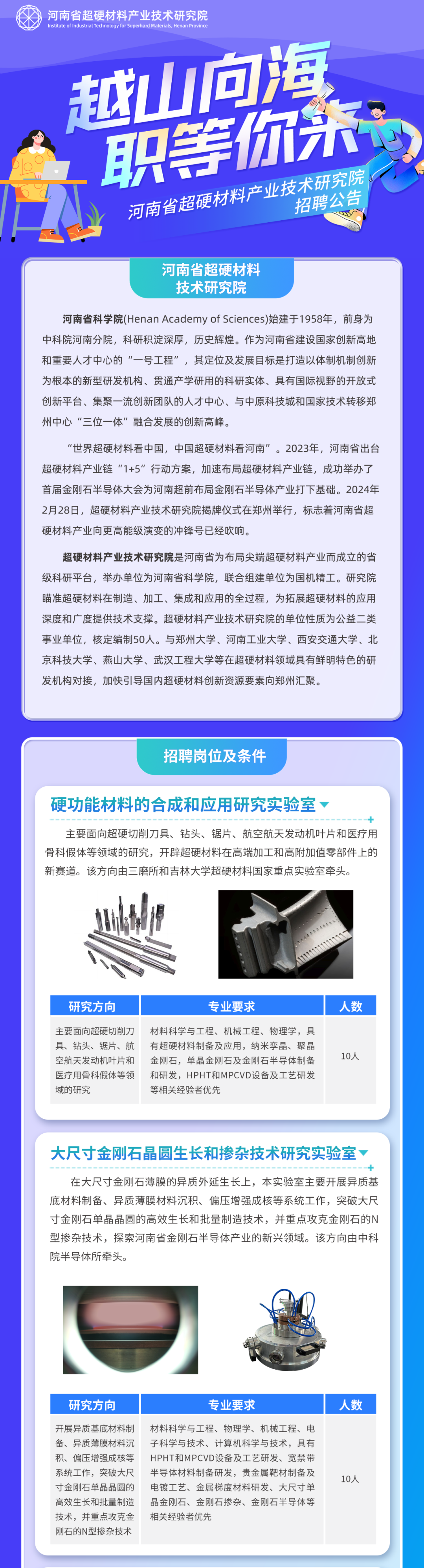 河南省超硬材料技术研究院招聘50人，年薪15-50W！