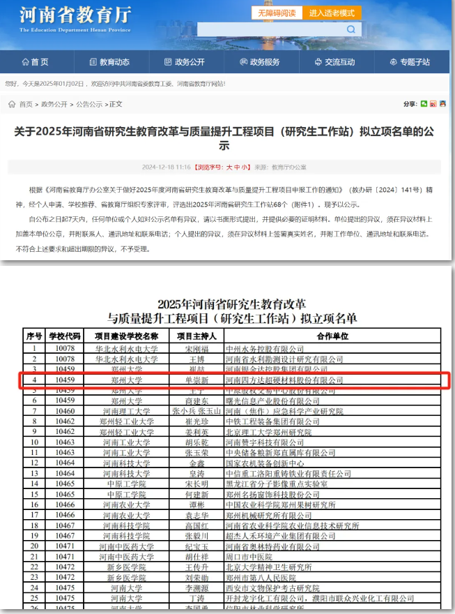 喜讯|四方达与郑州大学联合建立的研究生培养基地获批立项