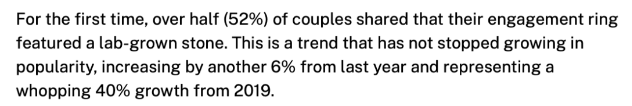 超过一半的美国新婚夫妇选择培育宝石